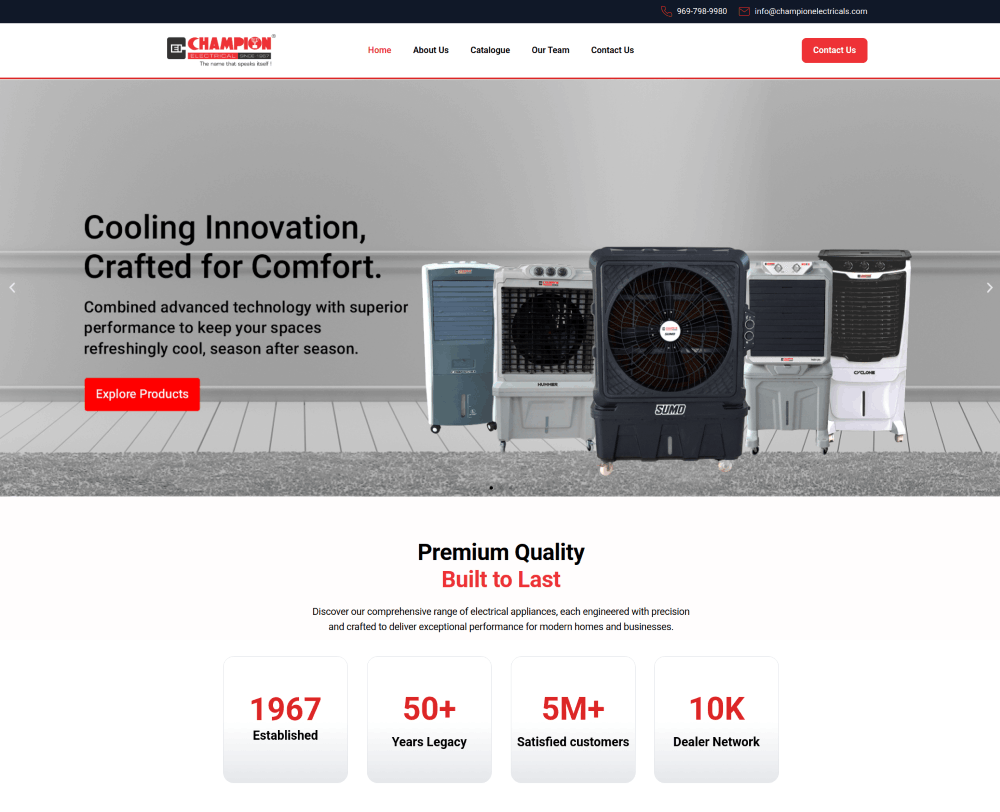 Electrical appliances website design