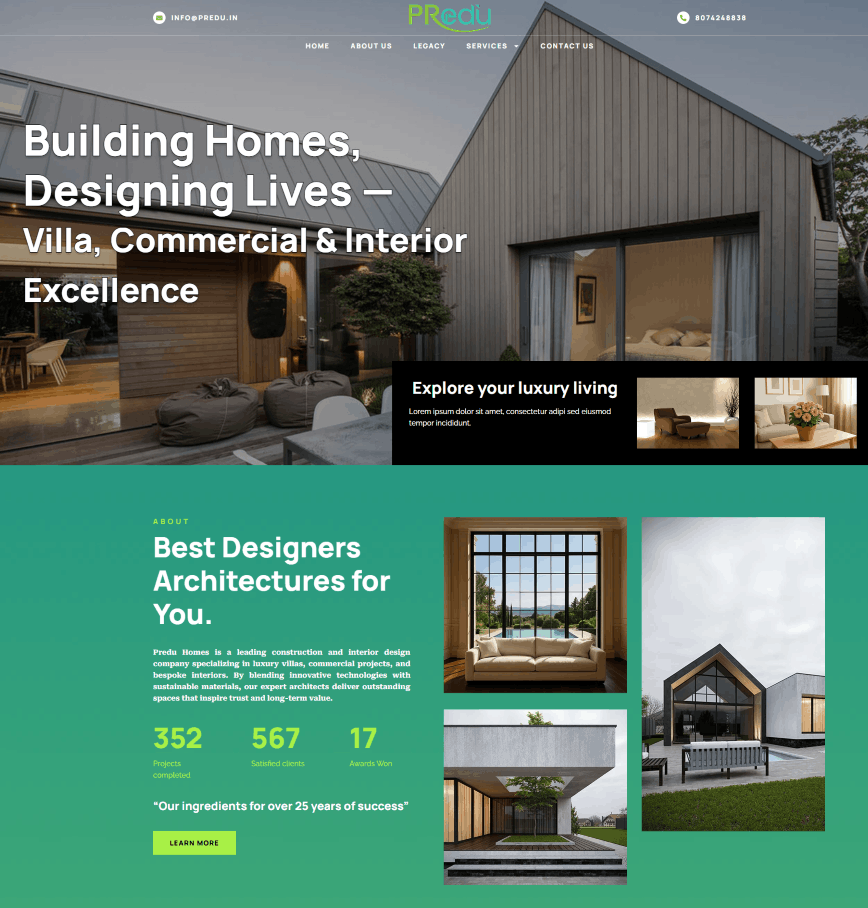 Architecture website homepage