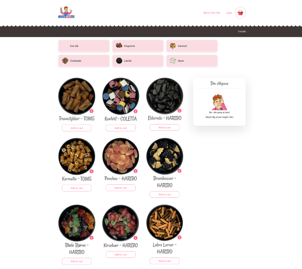 Online sweets store design